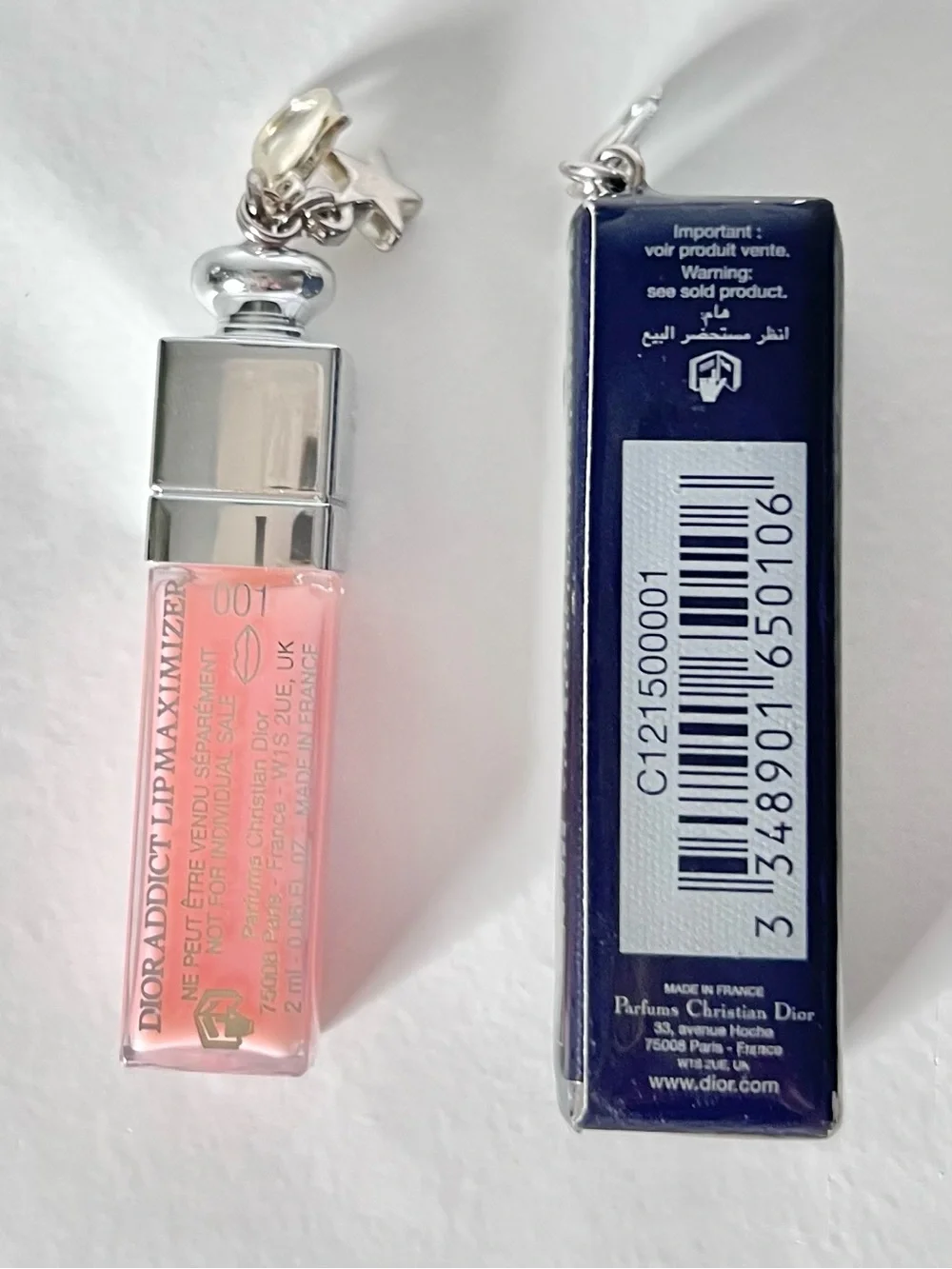 Dior Addict Lip Maximizer Plumping Gloss Mini  Keyfob Bag Charm Dustbag